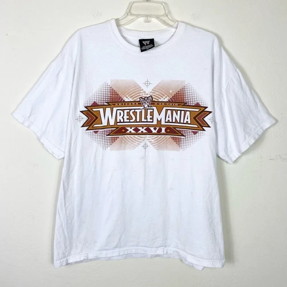 WWE 2010 Arizona Wrestlemania XXVI White & Red Graphic Tshirt Size XL